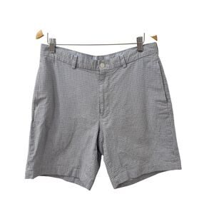 Brooks Brothers Mens Blue White Seersucker Plaid Striped Chino Shorts Size W35